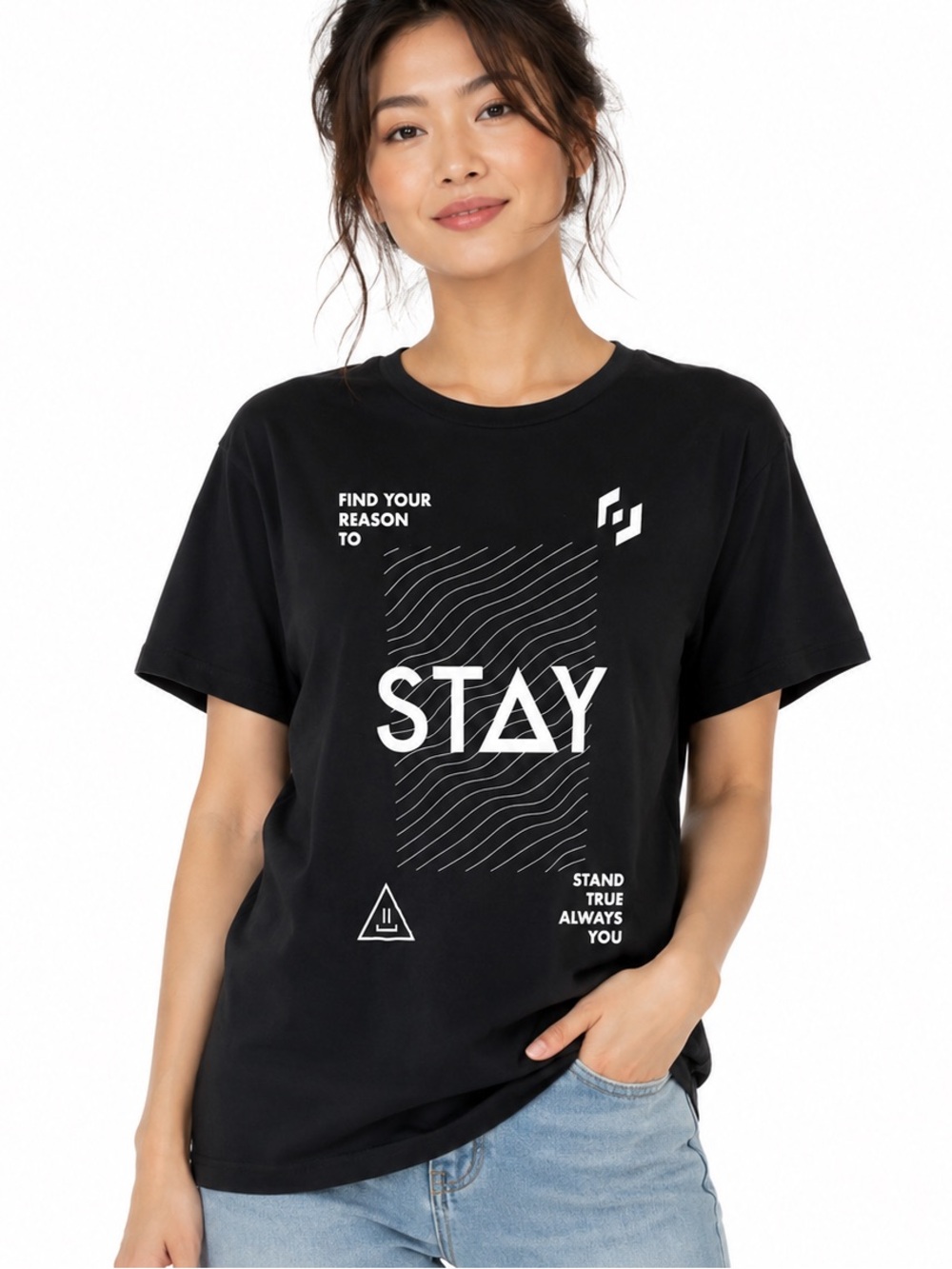 Stay Tee L Black STAY WEAR bold graphic print inspiration casual cotton chic